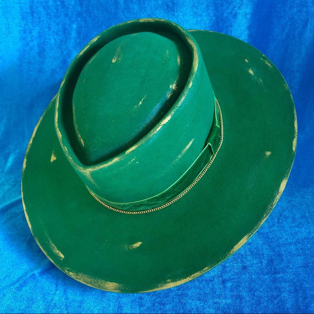 Handcrafted Green Goddess Felt Gypsy Hat